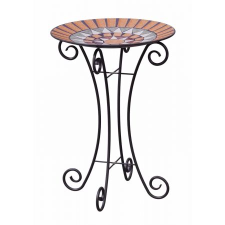 18 In. Rustic Italia Mosaic Tile Bird Bath With Stand, Dia 46Cm