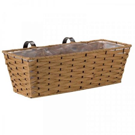 19In Bari Faux Rattan Planter - Sand