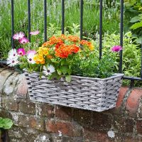 19In Bari Faux Rattan Planter - Soft Grey - image 2