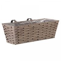 19In Bari Faux Rattan Planter - Soft Grey - image 1