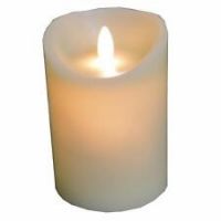 Battery Operated Real Wax Candle With Dancing Flame In Ivory 18 X 9cm