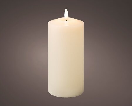 Battery Operated Wax Candle W/Timer Cream 7.5X19cm