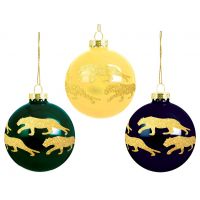 Bauble Glass W/Gold Leopard 80mm