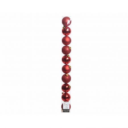 BAUBLES RED 60mm  10PK SH/PROOF