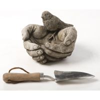 Bird Bath Bird In Hand Stone Ornament