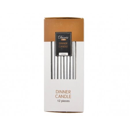 Candle Metallic Silver 12 Box 25cm