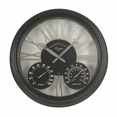 CLOCK/THERM EXETER BLACK 15"
