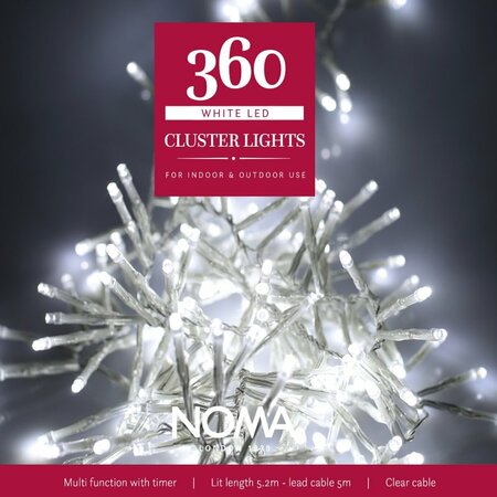 CLUSTER 360 WHITE LIGHTS W/CLEAR CABLE