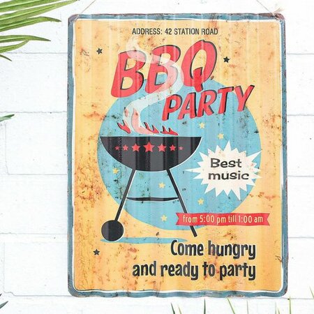 Corrugated Bbq Party Metal Sign