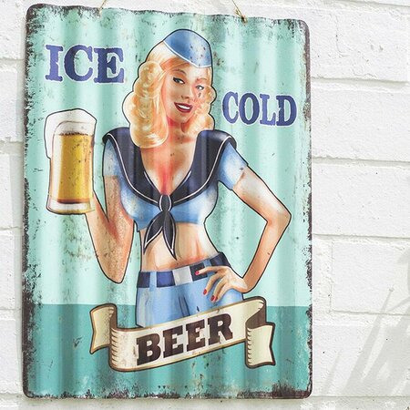 Corrugated Ice Cold Beer Metal Sign