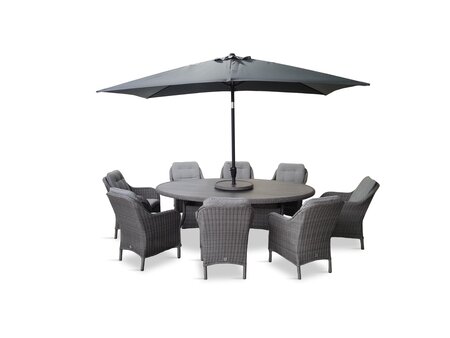 CORSICA 8 SEAT SET  W/LAZY SUSAN & 3x2m PARASOL