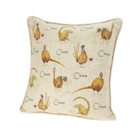 Large Cheers Linen Mix Pheasant Cushion