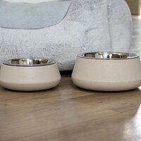 FloorGrip Bamboo & SS Bowl - 14cm - Stone