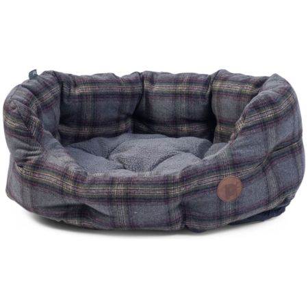 Grey Tweed Oval Bed Medium