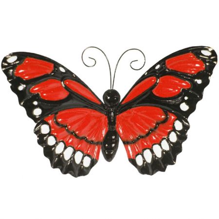 Large Metal Butterfly With Flapping Wings Red