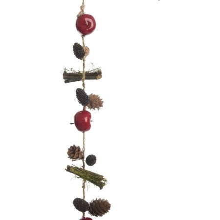 Pinecone Garland W/Apples Red 110Cm