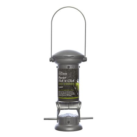 Seed Feeder - 2 Port Pewter Flick 'N' Click