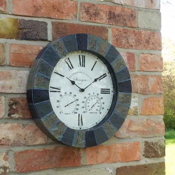 westminster garden clock and thermometer