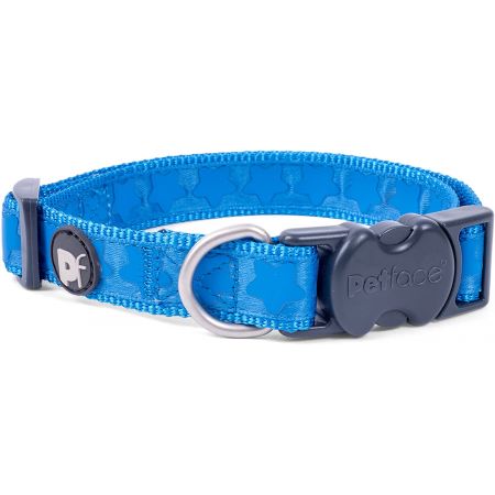 Tonal Stars Print Dog Collar Large Bright Blue