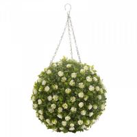 Topiary White Rose Ball 30Cm - image 1
