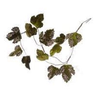 Velvet Green Leaf Garland 120Cm Glitter Sequins