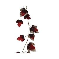 Velvet Red Leaf Garland 120Cm Glitter Sequins